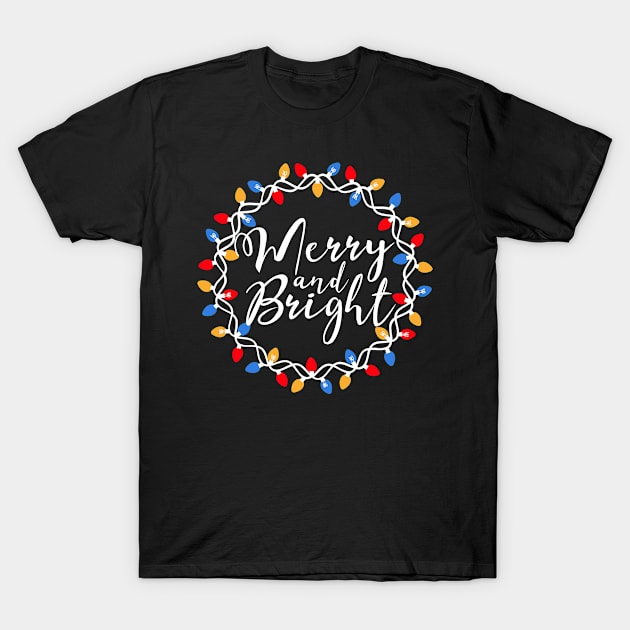 Christmas Merry and Bright Wreath T-Shirt by MilotheCorgi